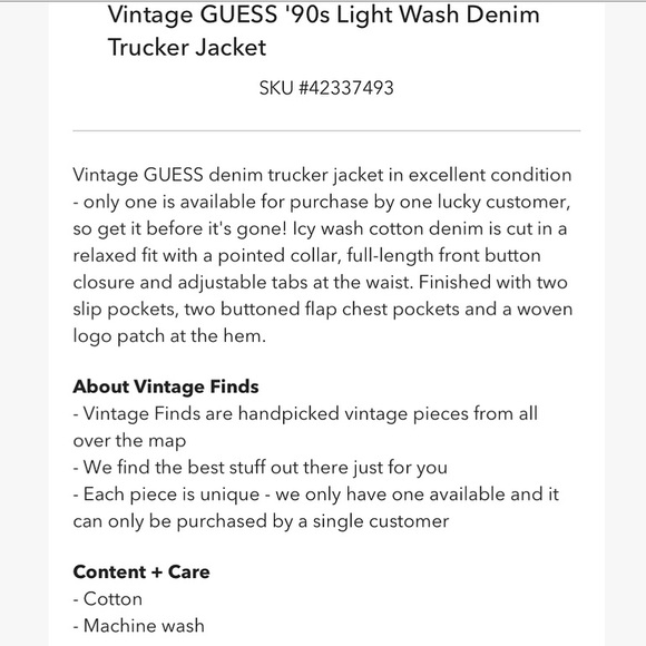 COPY - Vintage Guess ‘90s Light Wash Denim Trucker Jacket - Picture 7 of 7